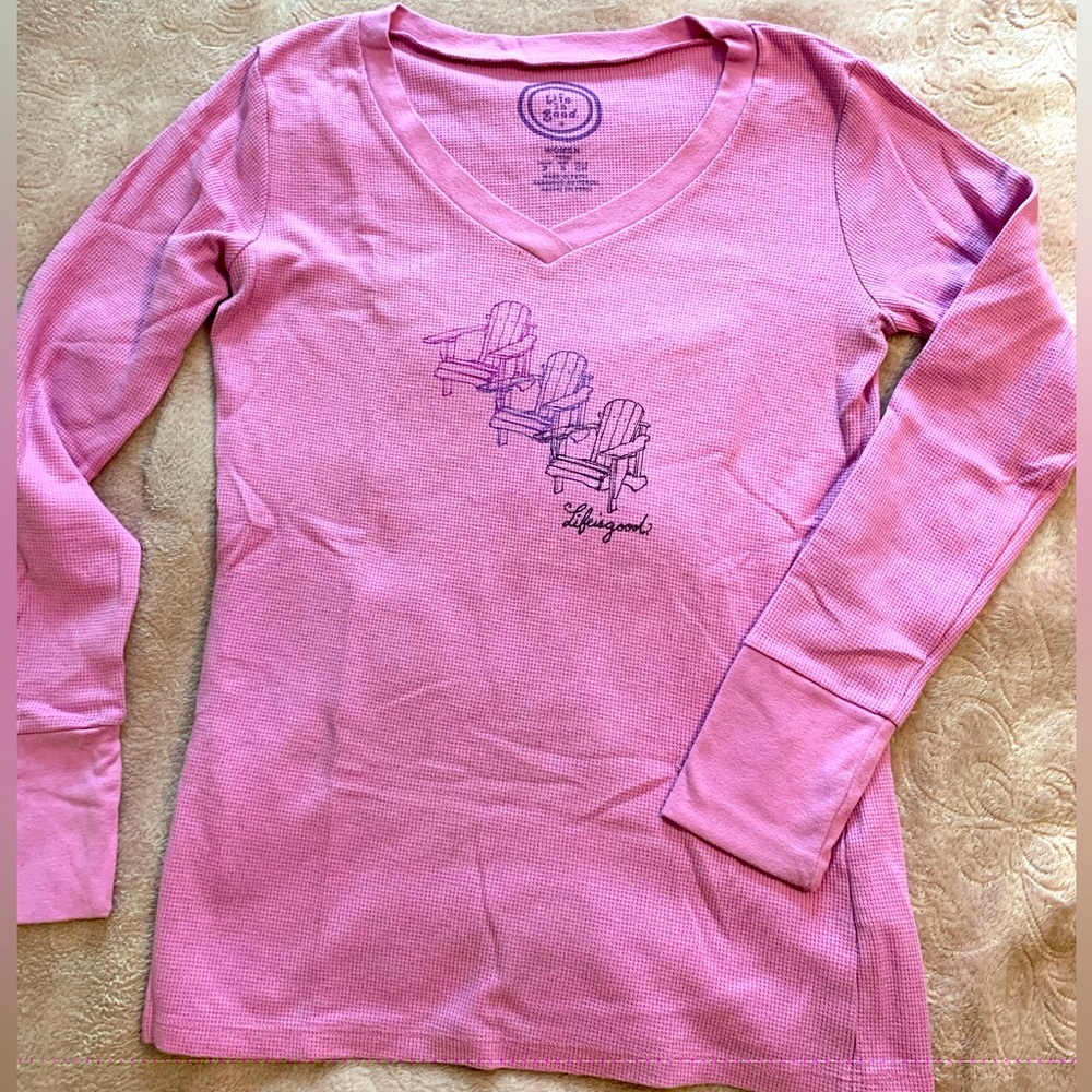 LIFE IS GOOD- PINK THERMAL TOP.  EUC!!